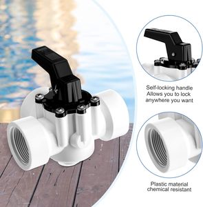 2 pezzi bianco 1 1/2 pollici 3 vie filettato femmina ABS PVC per piscina deviatore valvola di ricambio in plastica per piscina e spa - Product Image 3