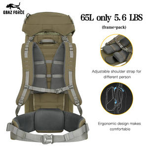 Sac à dos de randonnée Gbaz Force 65L avec cadre en aluminium, bretelles réglables, imperméable, sac de chasse en plein air, unisexe, vert Ranger - Product Image 1