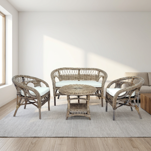 MANDALINO KUBU LIVING SET Modern Handmade Rattan Home Furniture Set for Living Room Chair and Coffee <b>Table</b> Indonesian Origin - Product Image 1