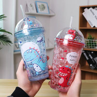 Gobelet réutilisable pour enfants, ensemble de pièces, de divers Styles, gobelets en plastique, avec couvercles et pailles