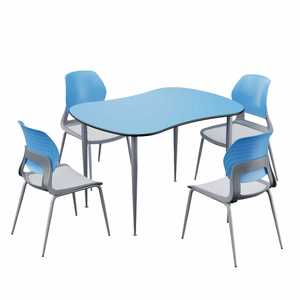 Conjunto de Mesa y Sillas Escolares Lin Ying para 4 Personas, Esquinas Redondeadas, Estilo Moderno Minimalista para Uso en el Aula - Product Image 3