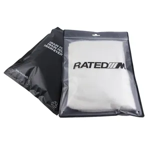 Custom Printed Frosted Zipper Bag For Clothing package towel underwear clothing packaging zip lock bags with logo