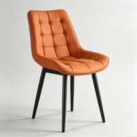 Chaise en cuir italienne de luxe léger, confortable, avec dossier, pour restaurant, hôtel, chaise d'appoint moderne pour table à manger