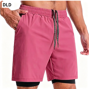 Shorts de course athlétiques 2 en 1 pour hommes, shorts de basketball à séchage rapide avec doublure de compression, shorts d'entraînement de gym avec poches - Product Image 1