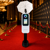 Photo Booth iPad Cetak Instan Layanan Mandiri Gudang USA/CA dengan Printer Terintegrasi, Photo Booth DSLR dengan Lampu RGB untuk Acara Sewa