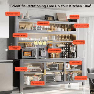 Meuble de rangement de cuisine moderne en acier, robuste, <span class=keywords><strong>multi</strong></span>-niveaux, peu encombrant, polyvalent, autoportant, servant également de buffet de salle <span class=keywords><strong>à</strong></span> manger et de meuble de rangement pour cuisines - Product Image 5