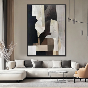 Decoración del Hogar, Textura Wabi Sabi, Obra <span class=keywords><strong>de</strong></span> Arte Abstracta Geométrica, Póster 3D, Pintura al Óleo sobre Lienzo Pintada a Mano con Marco - Product Image 3