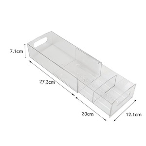 Organisateur de tiroir en plastique transparent extensible multi-usages, bac de rangement rectangulaire à longueur réglable pour cosmétiques, maison, cuisine, bureau - Product Image 6