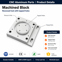 Ensemble de pièces en aluminium usinées CNC sur mesure, plaques carrées à 3x3 trous, plaques de montage encastrées pour l'automatisation OEM ODM