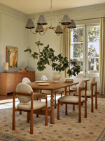 Ensemble table et chaises de salle à manger en bois massif de style rustique américain, style campagnard français, chêne ovale, style vintage du milieu du siècle, provenance Chine