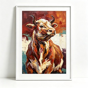 <span class=keywords><strong>Peinture</strong></span> à l'huile à texture épaisse Impasto, cadre blanc, décoration pour bureau, hôtel, café, <span class=keywords><strong>peinture</strong></span> sur toile animale inspirante - Product Image 1