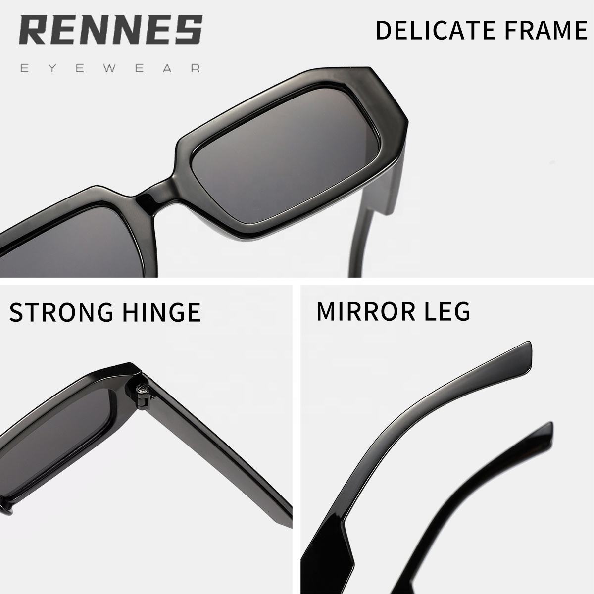 High Quality Casual Unisex Sun Shading Sunglasses Narrow Frame Rectangular Outdoor Street Shades with UV400 Lenses Wholesale