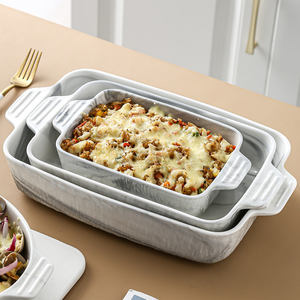 Wholese piring panggang keramik ramah lingkungan, porselen Relief besar 14 inci dengan telinga ganda untuk Oven - Product Image 3