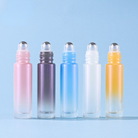 Bouteille de luxe en acier inoxydable de 10ml, bouteille en verre d'huile essentielle de parfum de déodorant, bouteille fantaisie de couleur dégradée, bouteille en rouleau
