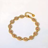Bracelet géométrique ovale en acier inoxydable 316L plaqué or 18 carats avec zircone cubique colorée CYNYA pour femme, cadeau idéal pour le bureau/la carrière