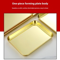 Plat rectangulaire en acier inoxydable 304 poli, style coréen, écologique, pour buffet, assiette à raviolis, plat à riz et nouilles pour mariage