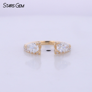 Bague unisexe de luxe Starsgem en or jaune massif 18 carats avec diamant de laboratoire taille poire 4*6mm (couleur D) 1,04 carat, design fantaisie pour usage quotidien - Product Image 1