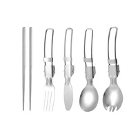 Ensemble d'ustensiles de camping portables NEWELL en acier inoxydable, finition miroir, fourchette, cuillère, couteau pour pique-nique en plein air et restauration