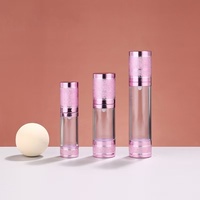 Bouteille de pompe sans air violette de luxe personnalisée vide 15ml 30ml 50ml bouteille de lotion en plastique pour l'impression de logo d'emballage de soins personnels