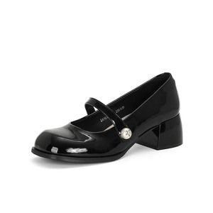 Elegante stile balletto coreano Mary Jane Flats da donna piccola in pelle con suola morbida con piattaforma di perle Casual in vernice spalline - Product Image 2