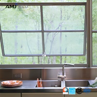 Fenêtre à auvent en aluminium à double vitrage, sur mesure, à ouverture par le haut, pour cuisine ou loft, 60x35, avec grille décorative