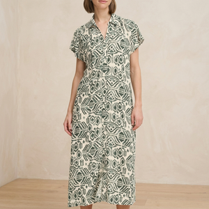 Rayon Women's Floor-Length Sweet Floral Woven <b>Dress</b> with Stand Collar Digital Printing and Button - Product Image 3