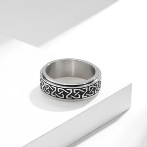 Cross Border European American Irish Woven Stainless Steel Rotating <b>Ring</b> Unisex Geometric Jewelry Gift Black 8mm - Product Image 4