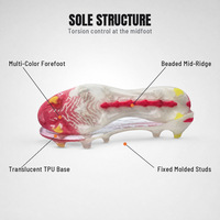 Semelles de chaussures de football en TPU moulées en gros, à crampons, multicolores, translucides, pour chaussures de football homme et femme