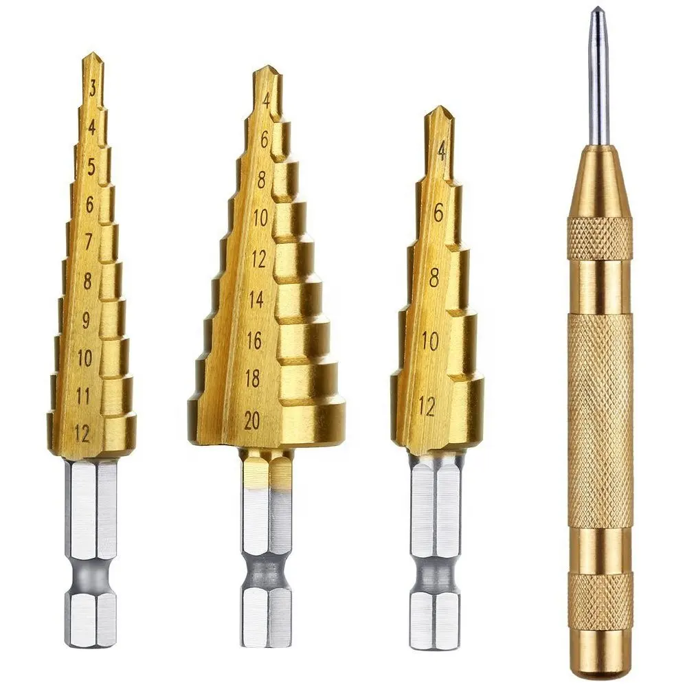 Black Step Drill Bits 3-12mm 4-12mm 4-20mm HSS Power Tools HSS Wood Metal Drilling