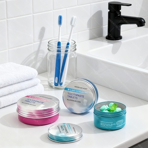 Latas de 60 ml para tabletas de pasta de dientes, tarro de aluminio de grado alimenticio con tapa de rosca, logotipo personalizado, contenedor hermético para tabletas de enjuague bucal - Product Image 1