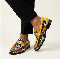 Nouveaux Mocassins Homme Vintage en PU Légers et Respirants avec Semelle Extérieure en Caoutchouc, Détails Métalliques à la Pointe, Imprimés, Tendance, à Enfiler