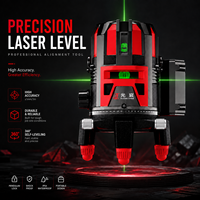 Niveau laser vert portable 5 lignes avec alarme sonore et lumineuse, auto-nivelant, avec base rotative à réglage fin pour travaux de rénovation