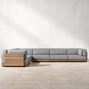 Ensemble de canapés de jardin modernes de luxe léger avec structure en teck, imperméable et résistant au soleil, pour cour, hôtel, villa, <span class=keywords><strong>terrasse</strong></span> - Product Image 3