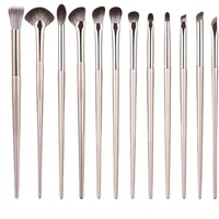 Ensemble de 15 pinceaux de maquillage en fibres synthétiques dorées avec manche en plastique, pinceaux pour fard à paupières et blush, ensemble complet portable, origine Henan