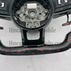 Volant de direction en cuir perforé et fibre de carbone forgée, produits personnalisés pour Volkswagen Golf R - Product Image 2