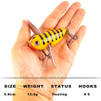 Leurre de pêche rigide WEIHE 58mm 12.5g, leurre nageur imitant une abeille, crankbait