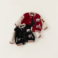 Chaqueta Varsity para Bebés al por Mayor, Diseño con Parches, Estilo Béisbol, Ropa Exterior para Niños, Abrigo para Niños Pequeños