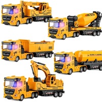KSF Meilleures ventes Mini ensembles de 5 jouets de camions de construction en plastique, véhicules d'ingénierie moulés sous pression, jouets de camions à rétrofriction
