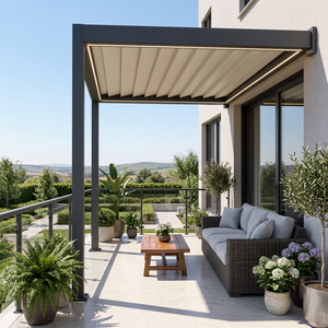 Pergola murale RKOVE RK-C1 avec toit à lames motorisées, gain de place, pour balcon d'appartement, terrasse, petite couverture de patio - Product Image 1