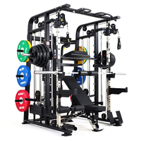 Máquina de Gimnasio Multifuncional con Cable Cruzado, Rack de Sentadillas, Banco Ajustable, Pila de Pesas de Acero y Máquina Smith para Entrenamiento de Fuerza Moderno