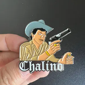 Custom Logo Dye Black Chalino Mexican Hat Pins Exclusive Fitted Hat Pin Metal Enamel Pin