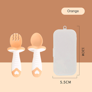 ช้อนส้อมและส้อมช้อนป้อนอาหารซิลิโคนสำหรับเด็กปลอดภัยและเป็นมิตรช้อนฝึกอบรมการให้อาหารทารก - Product Image 3