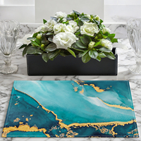 Ensemble de 4 sets de table en tissu marbré turquoise, 12x18 pouces, bleu sarcelle et or, art abstrait moderne, sets de table lavables pour la décoration de la maison