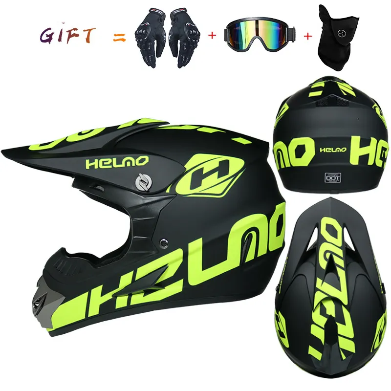 DOT approved Full Face Motorcycle Helmet adult kids Motocross cross Helmet MXs ATVs MTBs Biker with Goggles Gloves