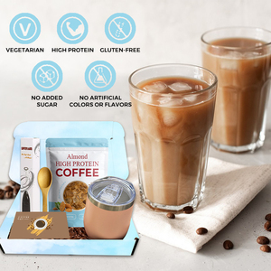 Kit Regalo di Caffè Istantaneo Biologico ad Alto Contenuto Proteico con Mandorle, Gusto Dolce con Aroma di Zucchero, Proprietà Dimagranti, Confezionato in Sacchetto - Product Image 4