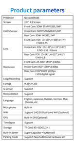 T820s 3-kênh Dash Camera: phía trước 2K + Bên trong 1080P + Phía sau 1080P, cảm biến Sony Starvis, chip 96685 Novatek, Wifi GPS - Product Image 5