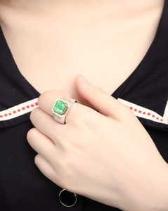 ANSTER <strong>Silver</strong> S925/18k/pt950 Lab Grown <strong>Emerald</strong> Lab Created <strong>Emerald</strong> Gift Custom Jewelry Men <strong>Ring</strong> - Product Image 4