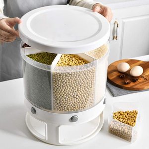 Large dry Food Rice Dispenser 6-Grid Rice Bucket Whole Grains Rice Container Storage with Lid Kitchen storage container box