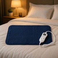 Coussin chauffant électrique en tissu bleu marine personnalisé, 9 niveaux de température, minuterie 3-12h, chauffage rapide, prise EU
