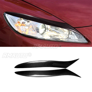 ฝาครอบไฟหน้ารถยนต์คาร์บอนไฟเบอร์แท้ 1 คู่ สำหรับ Mazda RX8 ปี 2009 2010 2011 2012 อุปกรณ์ตกแต่งรถยนต์ - Product Image 1